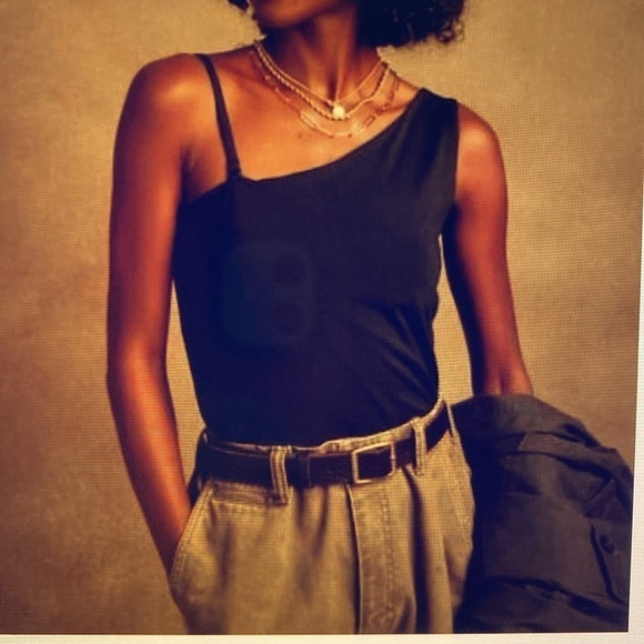 NWT Banana Republic Tank Top Womens One Shoulder Asymmetric olive Beach Size S - Picture 2 of 10